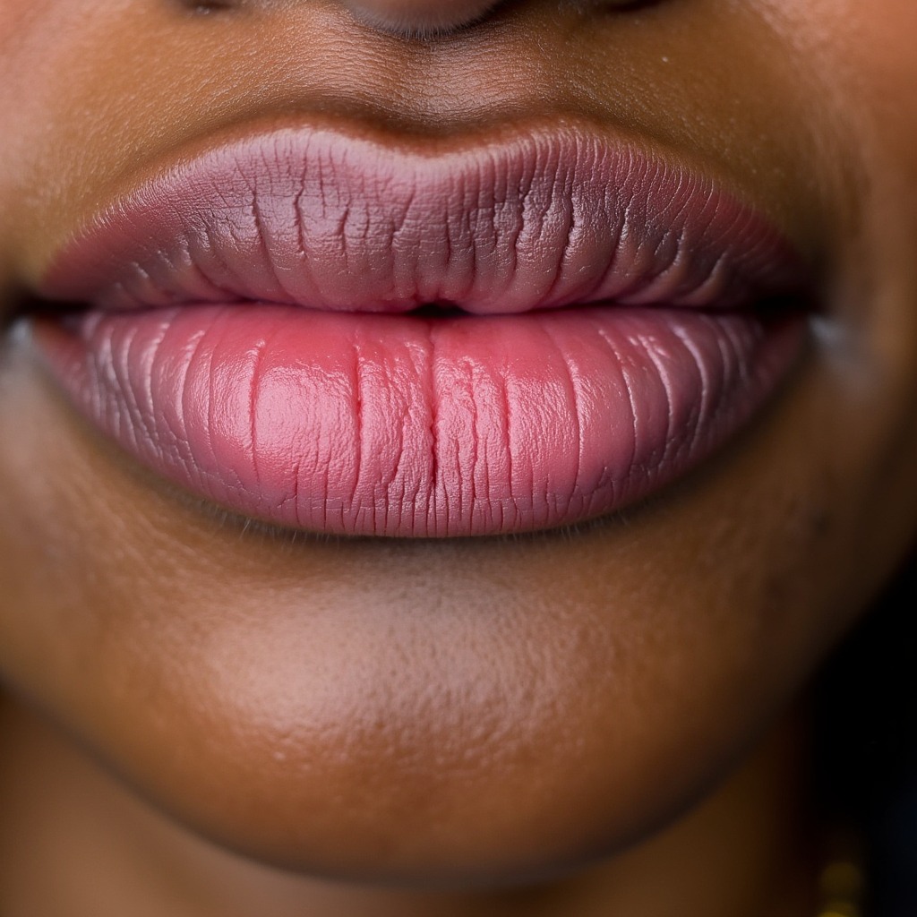 Lip neutralization — deep skin — healed permanent makeup result preview