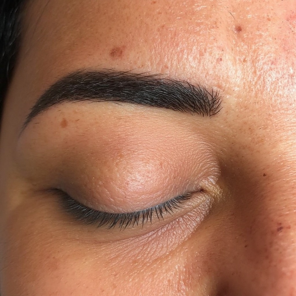Ombre powder brows — deep skin — healed permanent makeup result preview